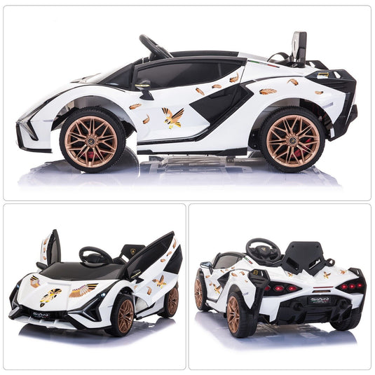 TOBBI 12V Licensed Lamborghini Sian Electric Kids Ride-On Car with Customizable Stickers