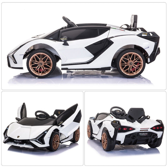 TOBBI 12V Licensed Lamborghini Sian Ride-On Car for Kids with Remote Control, Scissor Doors, and MP3 Player