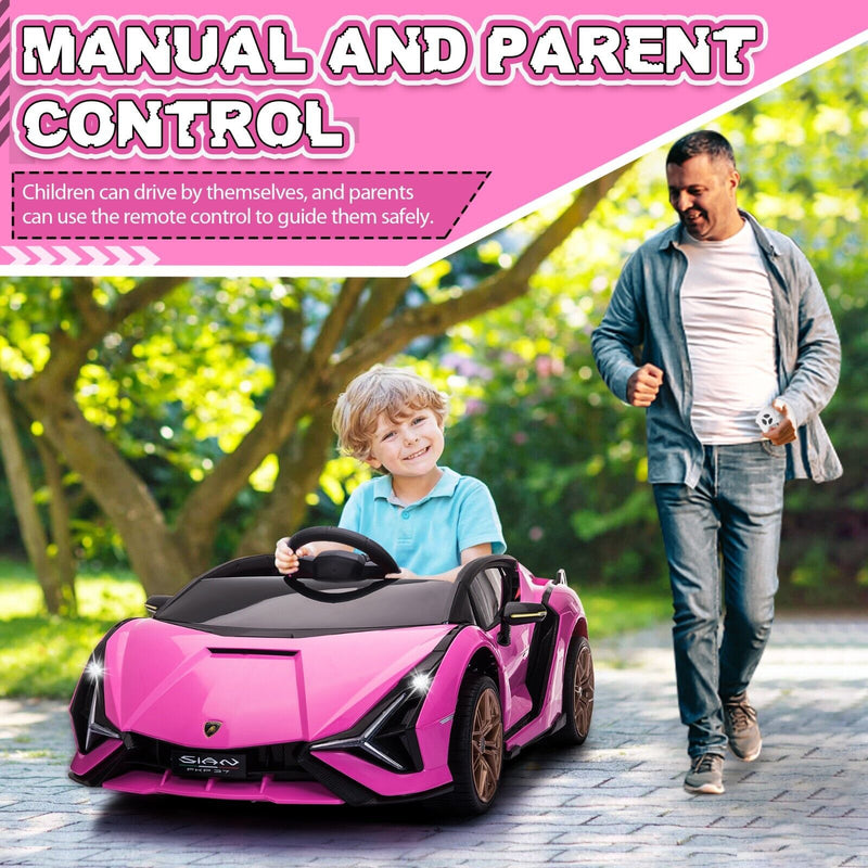 Load image into Gallery viewer, TOBBI 12V Licensed Pink Lamborghini Sian Kids Ride On Car with Remote Control - Plastic Toy for Endless Fun
