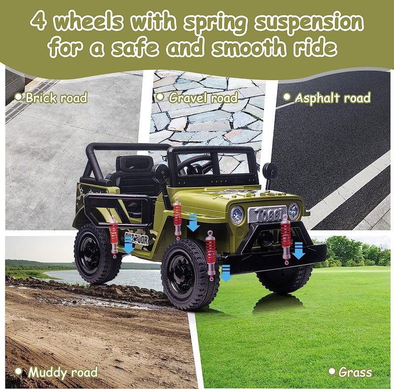 Load image into Gallery viewer, 12V Battery-Powered Kids Off-Road Ride-On Truck with 4 Wheels
