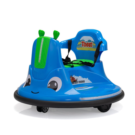 12V Ride-On Bumper Car with 360° Spinning, Remote Control, Dual Motors, and LED Lights