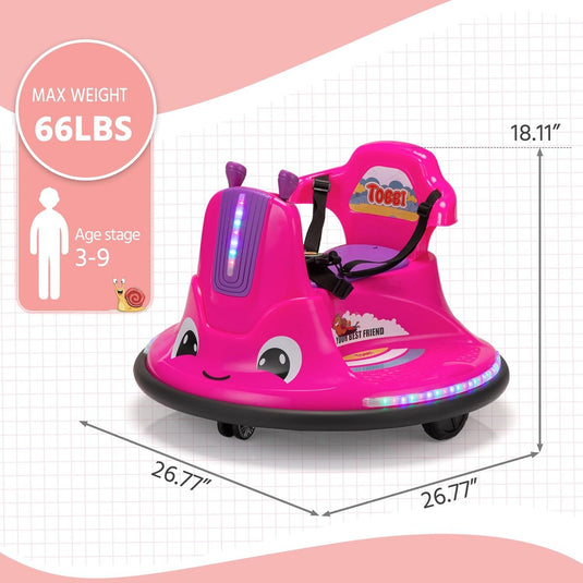 12V Electric Ride-On Bumper Car for Toddlers with 360-Degree Spin and Remote Control
