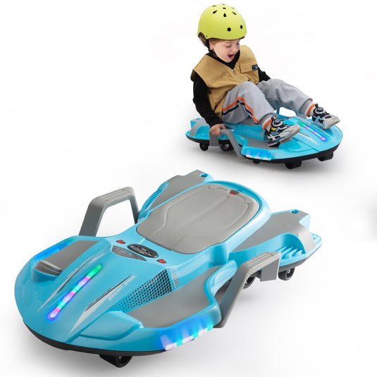18V Battery-Powered Ride-On Drift Kart with LED Lights and Music