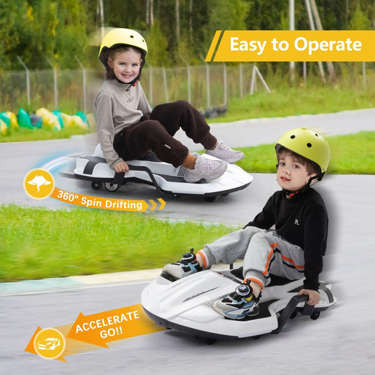 18V Battery-Powered Ride-On Drift Kart with LED Lights and Music