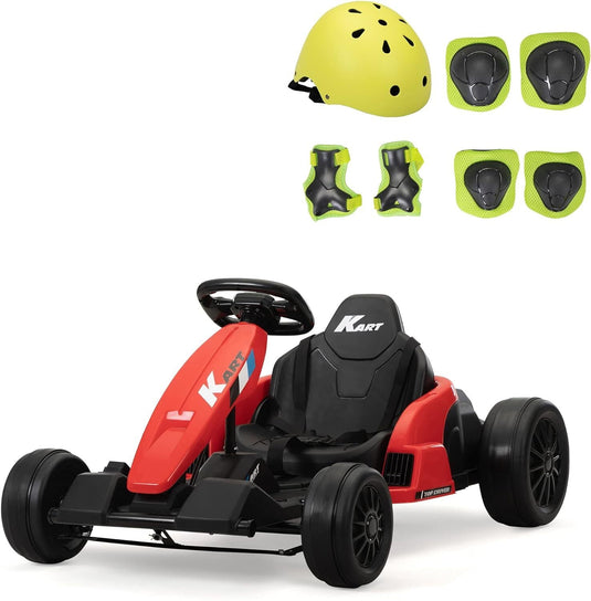 24V Kids Electric Drifting Go-Kart with Dual 85W Motors, 8mph Max Speed, and Built-in Music