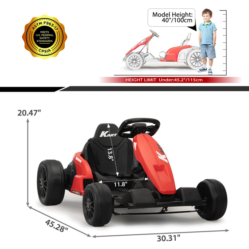 Load image into Gallery viewer, 24V Kids Electric Drifting Go-Kart with Dual 85W Motors, 8mph Max Speed, and Built-in Music
