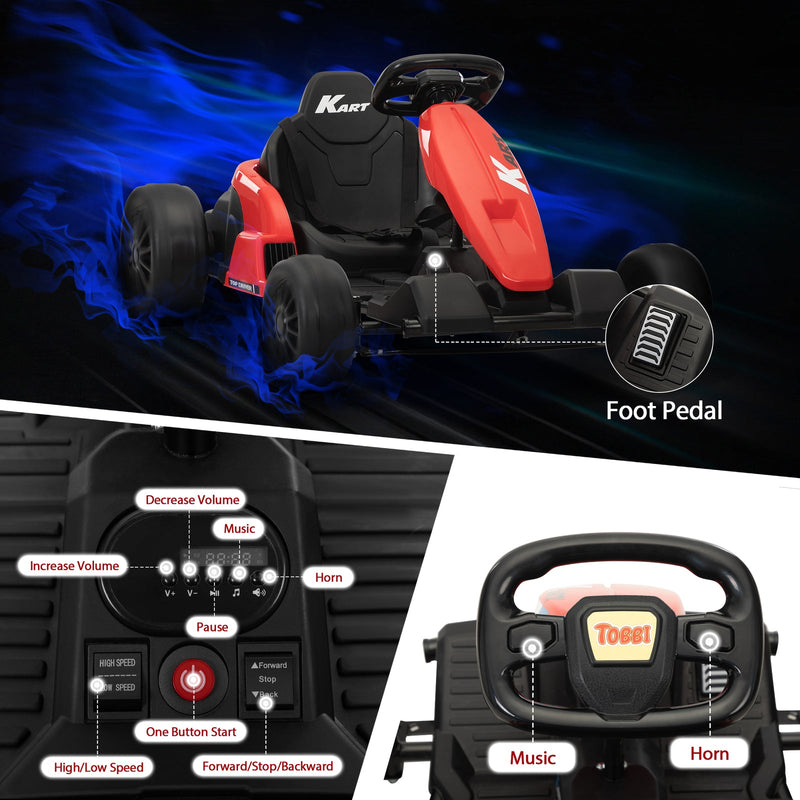 Load image into Gallery viewer, 24V Kids Electric Drifting Go-Kart with Dual 85W Motors, 8mph Max Speed, and Built-in Music
