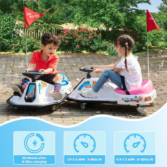24V Electric Ride-On Drift Go-Kart Toy for Kids Ages 6-12