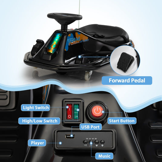 24V Electric Ride-On Drift Go-Kart Toy for Kids Ages 6-12