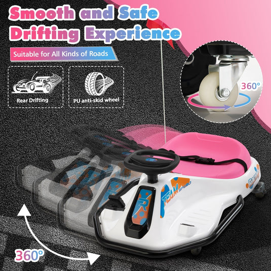 24V Electric Ride-On Drift Go-Kart Toy for Kids Ages 6-12