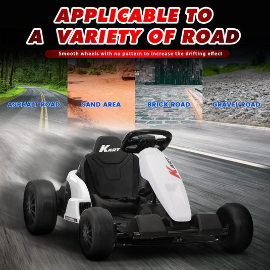 24V Electric Ride-On Go Kart for Kids Ages 4-16 with Drifting and Racing Features