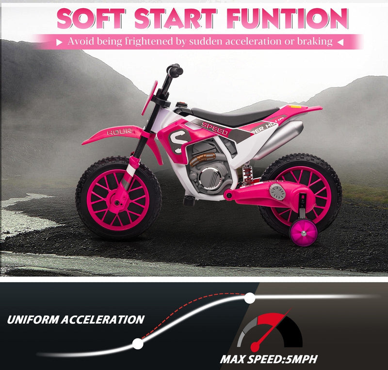 Load image into Gallery viewer, Electric 12V Kids Ride-On Dirt Bike Motorcycle with Training Wheels and 2 Speeds
