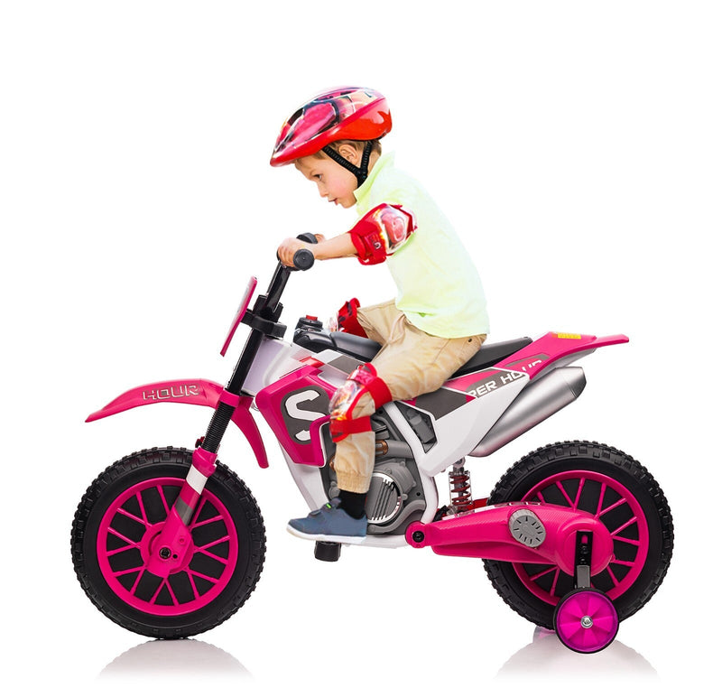 Load image into Gallery viewer, Electric 12V Kids Ride-On Dirt Bike Motorcycle with Training Wheels and 2 Speeds
