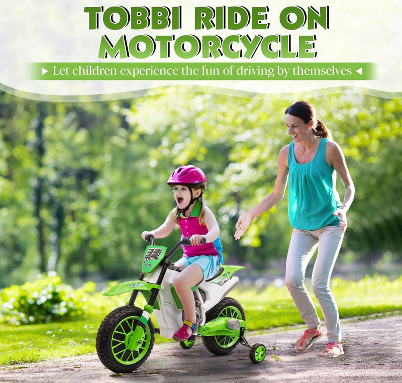 Load image into Gallery viewer, TOBBI Kids Electric Motorbike with Training Wheels - Fun and Safe Ride-On Vehicle
