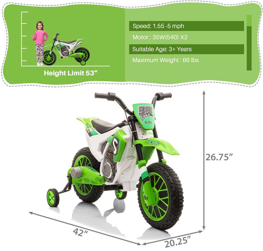 TOBBI Kids Electric Motorbike with Training Wheels - Fun and Safe Ride for Young Riders