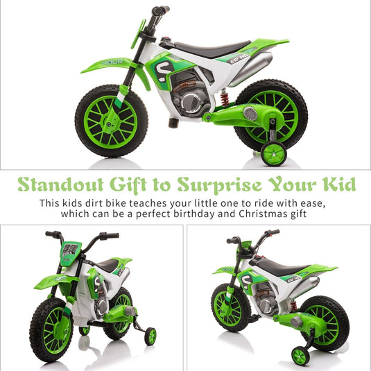TOBBI Kids Electric Motorbike with Training Wheels - Perfect Gift for Young Riders