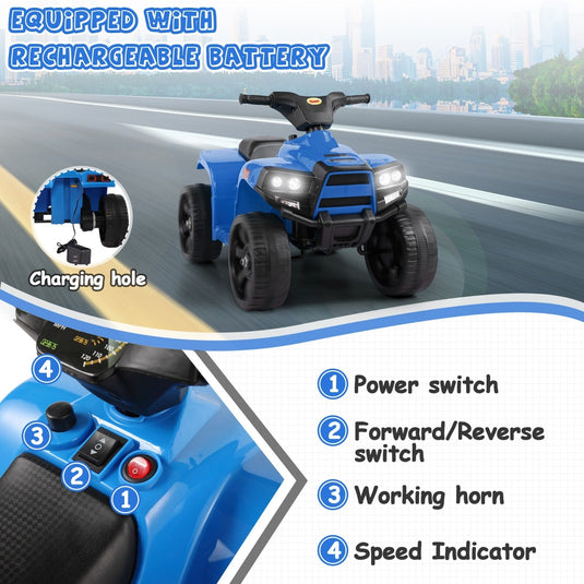 Electric Kids 4-Wheeler ATV Ride-On Toy with LED Speed Indicator