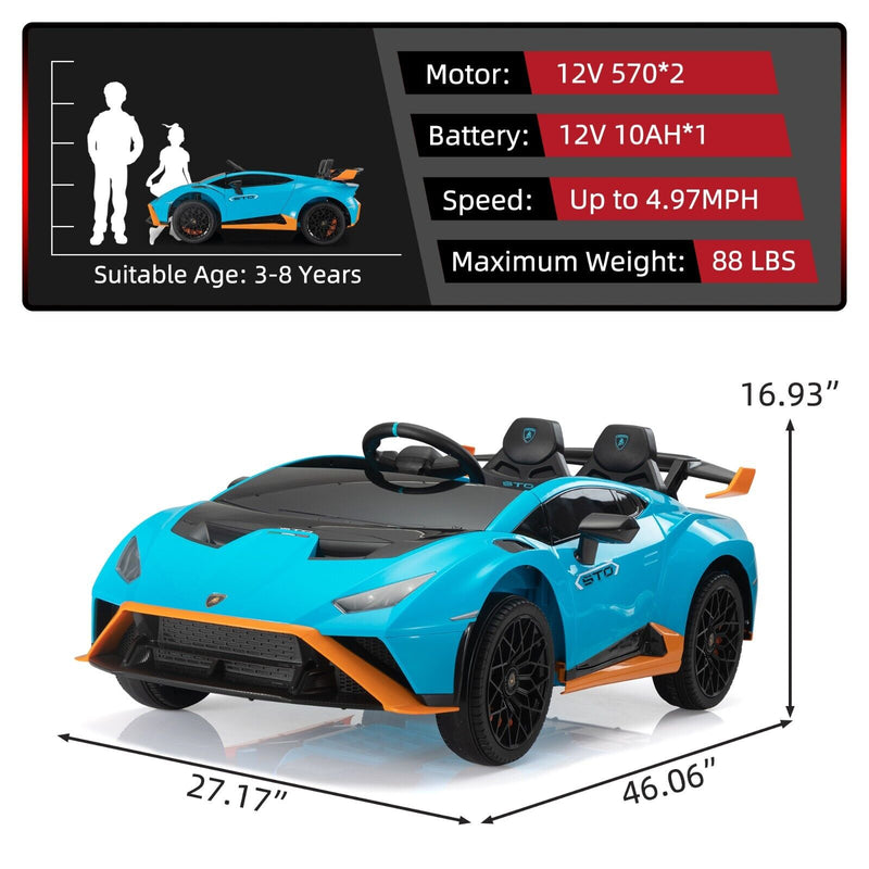Load image into Gallery viewer, TOBBI 12V Kids Electric Lamborghini STO Sports Car with Remote Control
