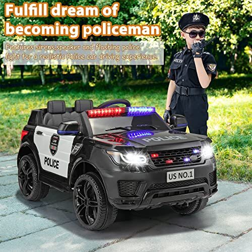 Load image into Gallery viewer, 12V Battery-Powered Electric Police Ride-On Car for Kids
