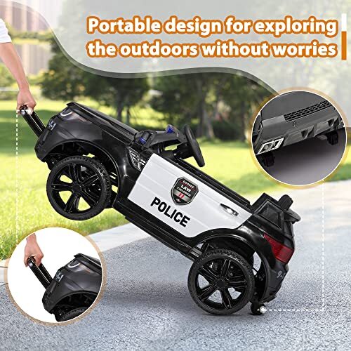 12V Battery-Powered Electric Police Ride-On Car for Kids