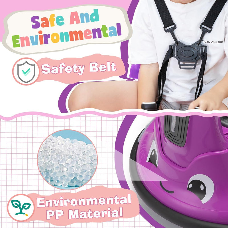 Load image into Gallery viewer, 12V Purple Snail Bumper Ride-On Car with Remote Control and DIY Stickers
