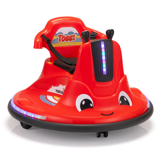 360° Spinning Ride-On Bumper Car for Kids with Remote Control and LED Lights, Red
