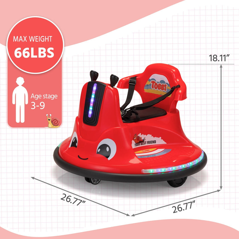 Load image into Gallery viewer, 360° Spinning Ride-On Bumper Car for Kids with Remote Control and LED Lights, Red
