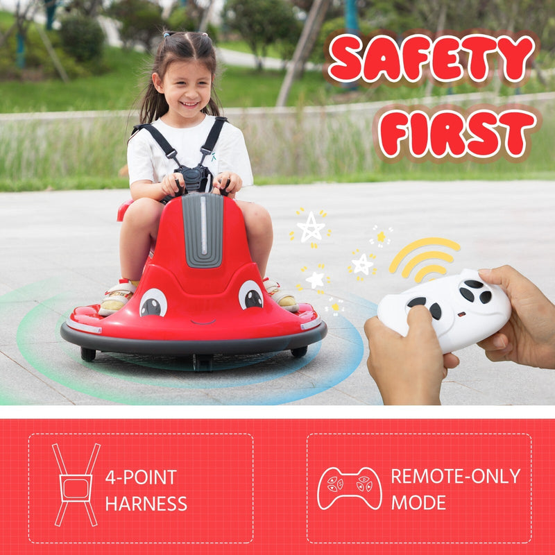 Load image into Gallery viewer, 360° Spinning Ride-On Bumper Car for Kids with Remote Control and LED Lights, Red
