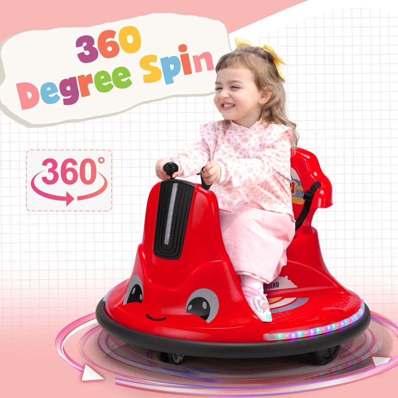 Load image into Gallery viewer, 360° Spinning Ride-On Bumper Car for Kids with Remote Control and LED Lights, Red
