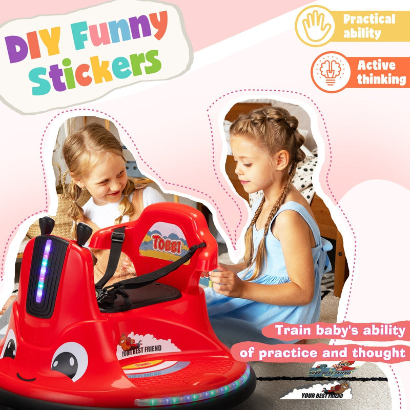 Load image into Gallery viewer, 360° Spinning Ride-On Bumper Car for Kids with Remote Control and LED Lights, Red
