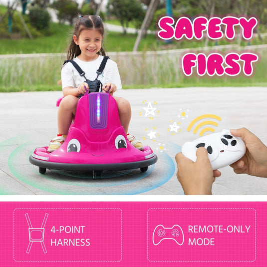 12V Electric Snail-Shaped Ride-On Car for Toddlers with 360° Rotating Bumper