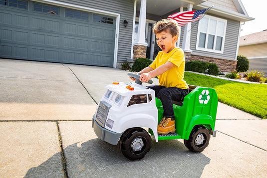 Battery-Powered Rechargeable Ride-On Garbage Truck for Toddlers