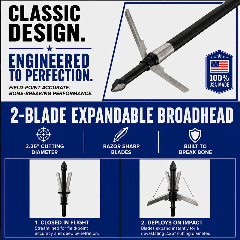 Load image into Gallery viewer, TOTA | 2-Blade Expandable Broadhead | 2.25” Cut | 100 Grain

