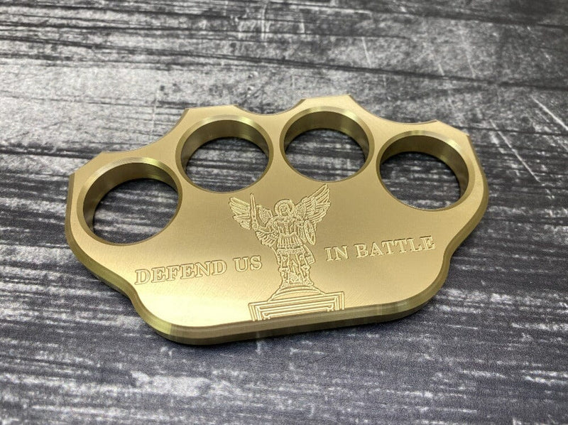 Load image into Gallery viewer, Milspin 3/4lb Brass Knuckle Saint Michael Solid Brass Paperweight
