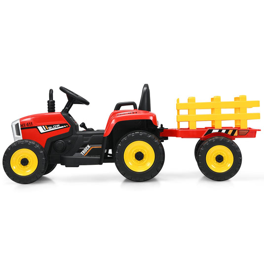 Kids Battery-Powered Ride-On Tractor with Trailer and Large Capacity