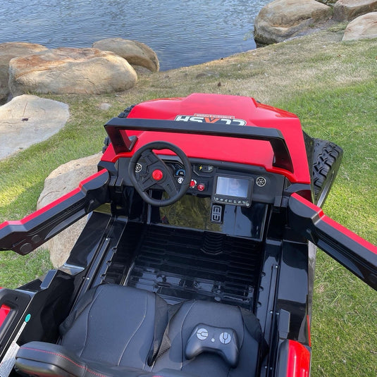 24V XL 4x4 Ride-On Buggy with Rubber Tires and Remote Control for Ages 1-10, Red