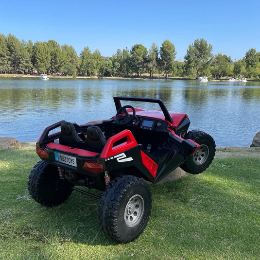 24V XL 4x4 Ride-On Buggy with Rubber Tires and Remote Control for Ages 1-10, Red