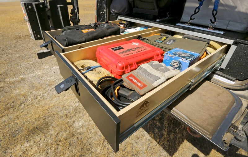 Load image into Gallery viewer, Toyota Land Cruiser 1991-1997 80 Series - Side x Side Drawer Module with Fitted Top Plate - 43-3/8" W x 8" H x 40" D
