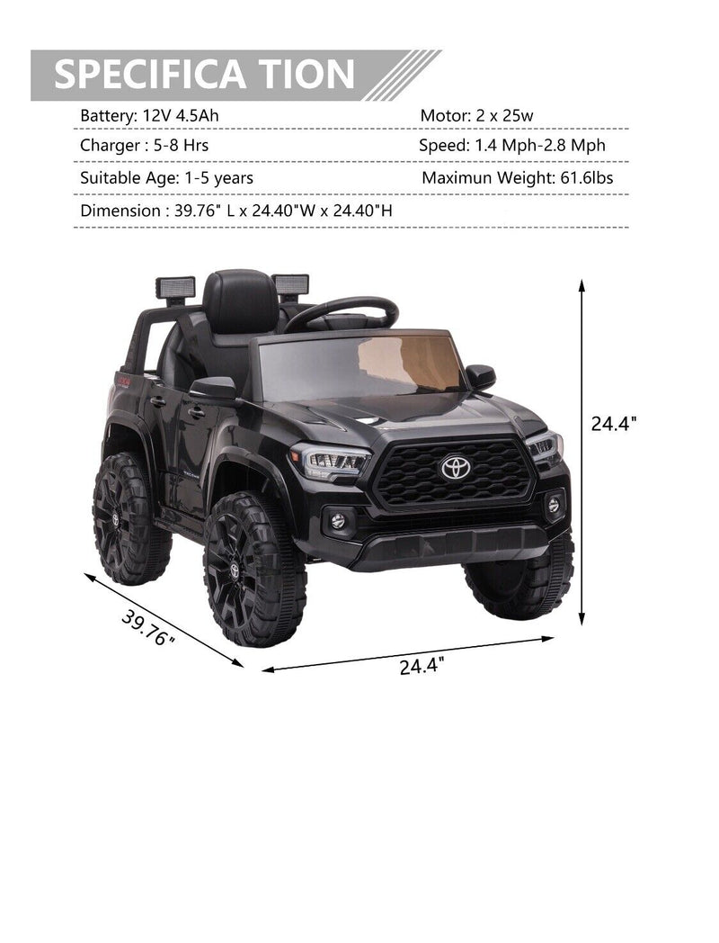 Load image into Gallery viewer, Toyota Tacoma Series 12V Kids Battery Powered Ride-On Toy Car - Officially Licensed and Ready for Adventure!
