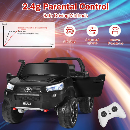 2-Seater Toyota Hilux Ride On Truck with Remote Control - 4WD, 2*12V Battery Powered