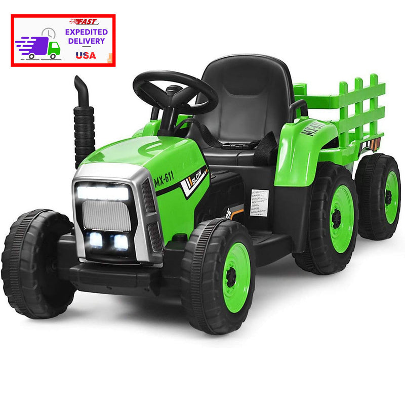 Load image into Gallery viewer, 12V Kids&#39; Electric Tractor with Detachable Trailer, USB Charging, 7 LED Lights, Remote Control
