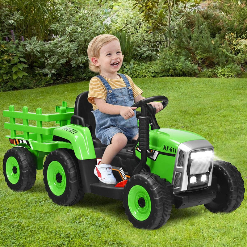 Load image into Gallery viewer, 12V Kids&#39; Electric Tractor with Detachable Trailer, USB Charging, 7 LED Lights, Remote Control
