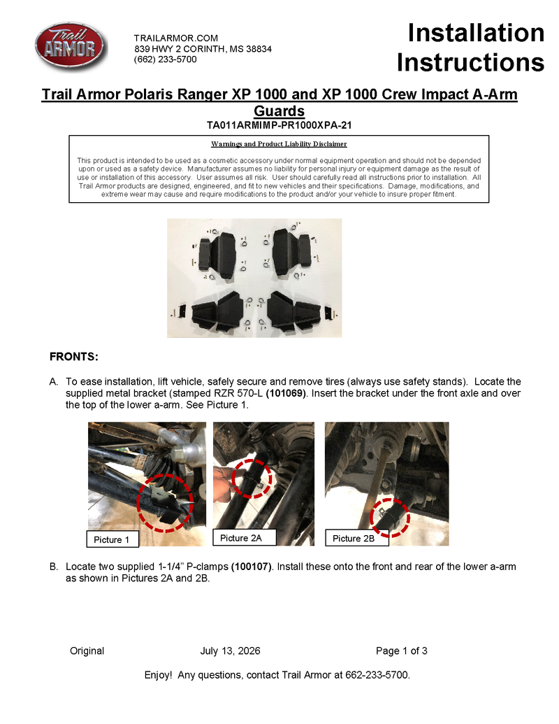 Load image into Gallery viewer, Trail Armor 2021 - 2026 Polaris Ranger XP 1000 and Ranger XP 1000 Crew FACTORY ARCHED A-arm Guards
