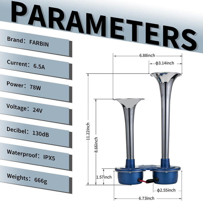 Load image into Gallery viewer, 24V Electric Dual Train and Truck Horns Waterproof Loud Car Horns

