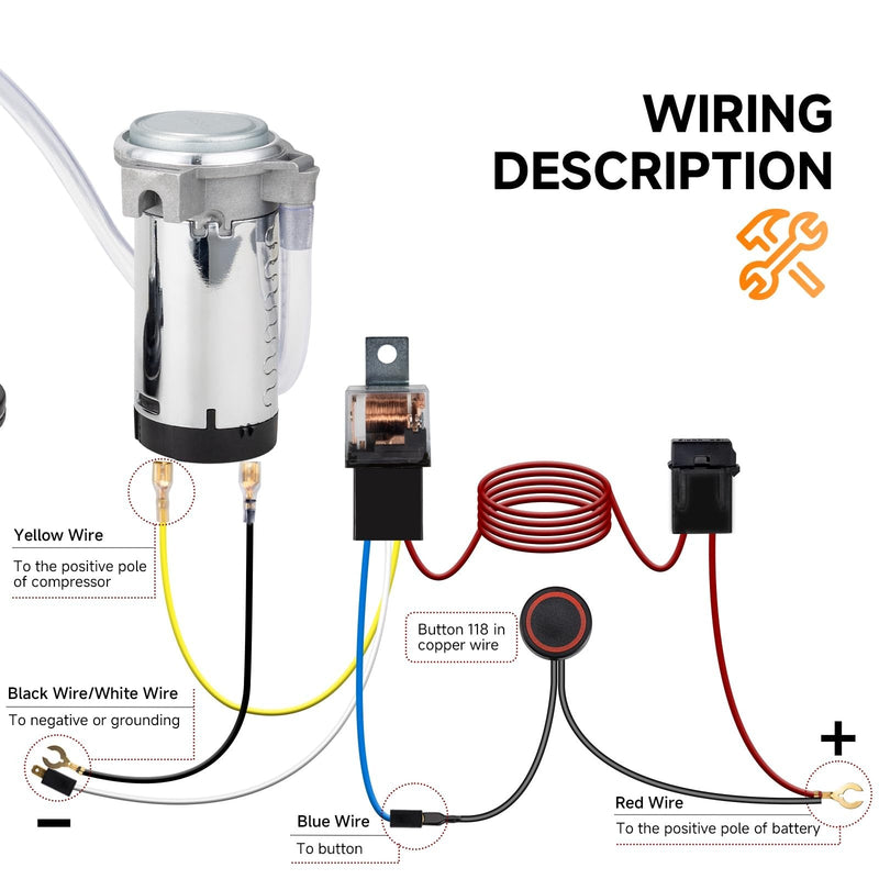 Load image into Gallery viewer, 12V Air Horn Kit for Car Truck Motorcycle with Loud Train Sound
