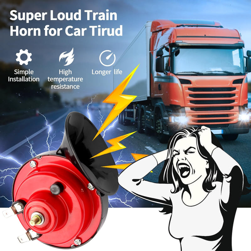 Load image into Gallery viewer, 12V Waterproof Electric Snail Air Horn for Trucks 300dB Loud Train Sound
