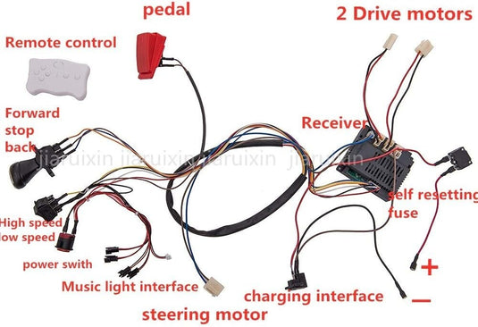 12V Ride-On Car Modification Kit with Wiring and Motors for Kids