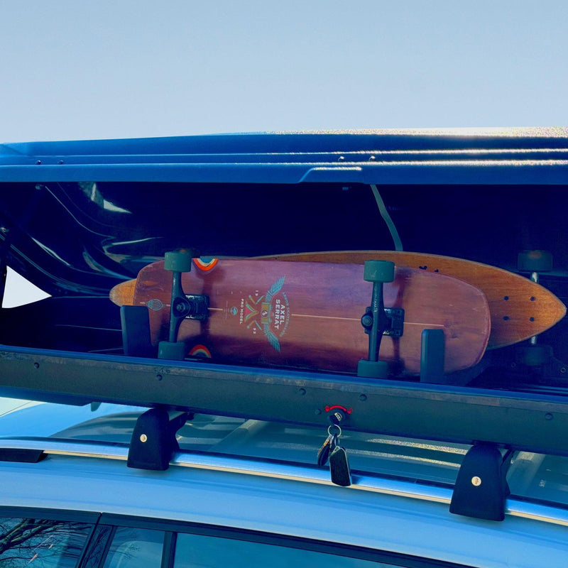 Load image into Gallery viewer, TRAPSKI LowPro 2 S Ski and Snowboard Rack Insert for Rooftop Cargo Box | High Quality Marine Grade HDPE Plastic | UV Protected | Premium Strap Included | 3 Year Warranty | Made in the USA
