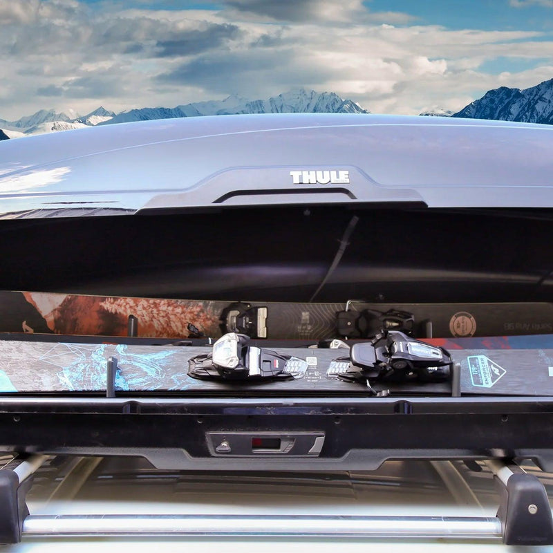 Load image into Gallery viewer, TRAPSKI LowPro 2 S Ski and Snowboard Rack Insert for Rooftop Cargo Box | High Quality Marine Grade HDPE Plastic | UV Protected | Premium Strap Included | 3 Year Warranty | Made in the USA
