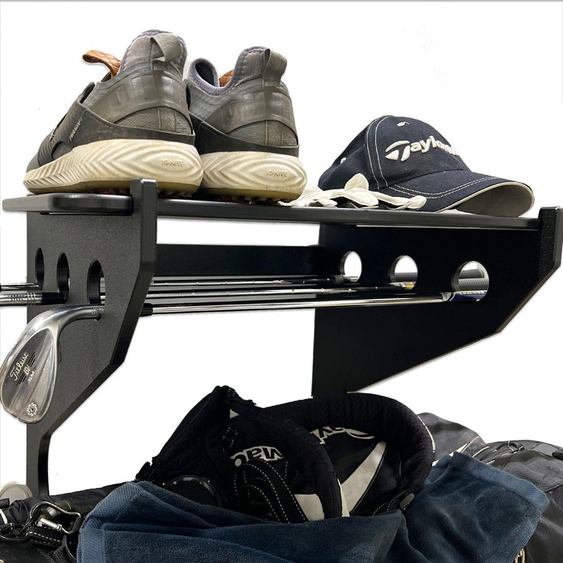 Load image into Gallery viewer, TRAPSKI Single Golf Bag Wall Rack Storage Organizer with Top Rectangle Shelf
